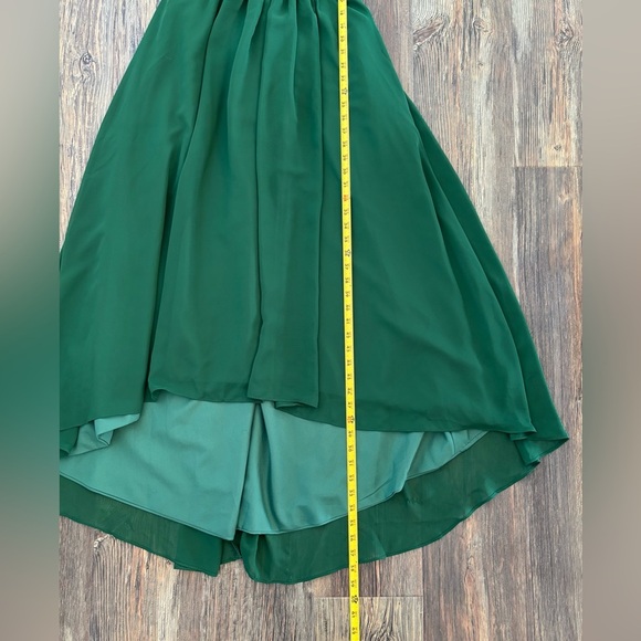 Emerald Green Lace Formal Bridesmaid Prom Dress Sz 9 Hi-Low Corset Built-in Bra - Picture 3 of 16